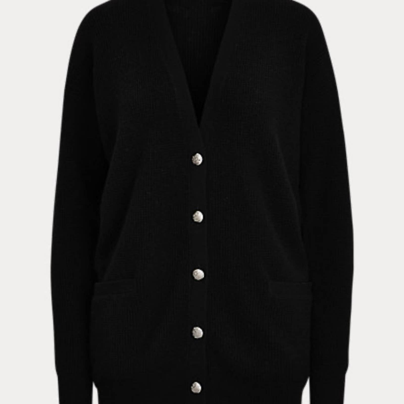 Ralph Lauren Medium Black Washable Thermal Cashmere Cardigan high quality Ribbed