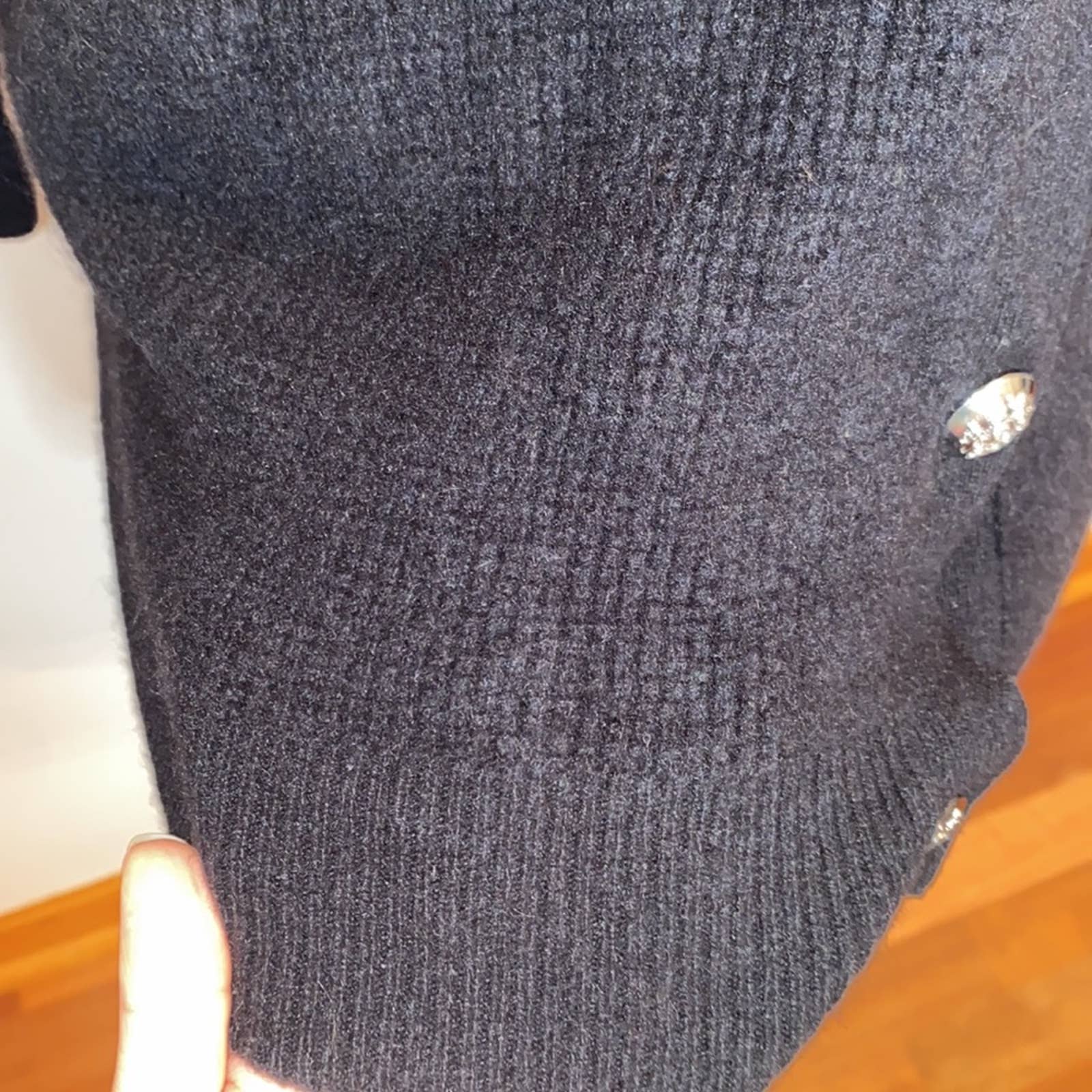 Ralph Lauren Medium Black Washable Thermal Cashmere Cardigan high quality Ribbed