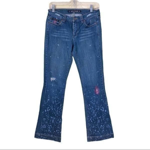 DKNY Embroidered Denim Flare Jeans 5