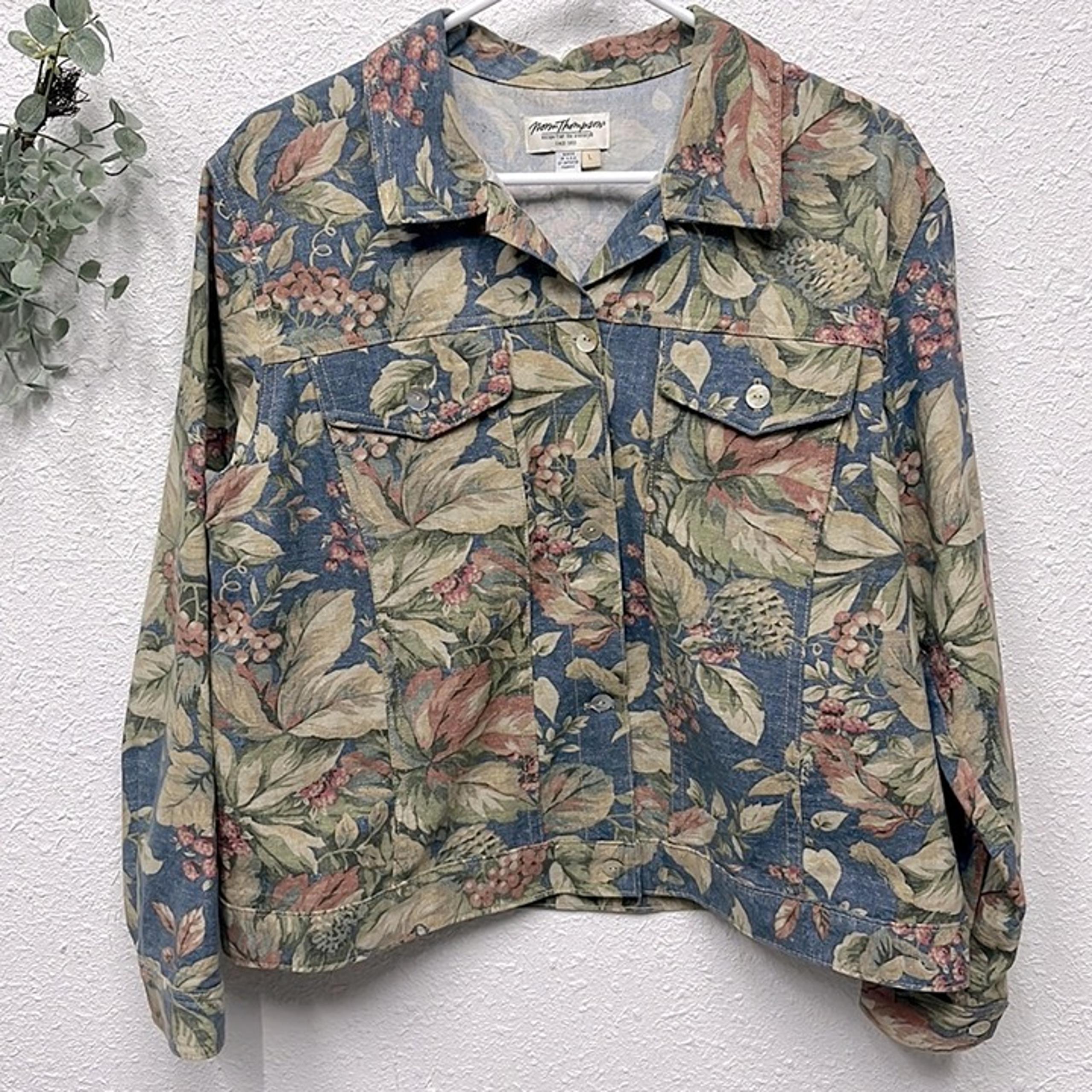 Norm Thompson Womens Vintage Button Front Jacket Cotton Mom Momcore USA MADE L