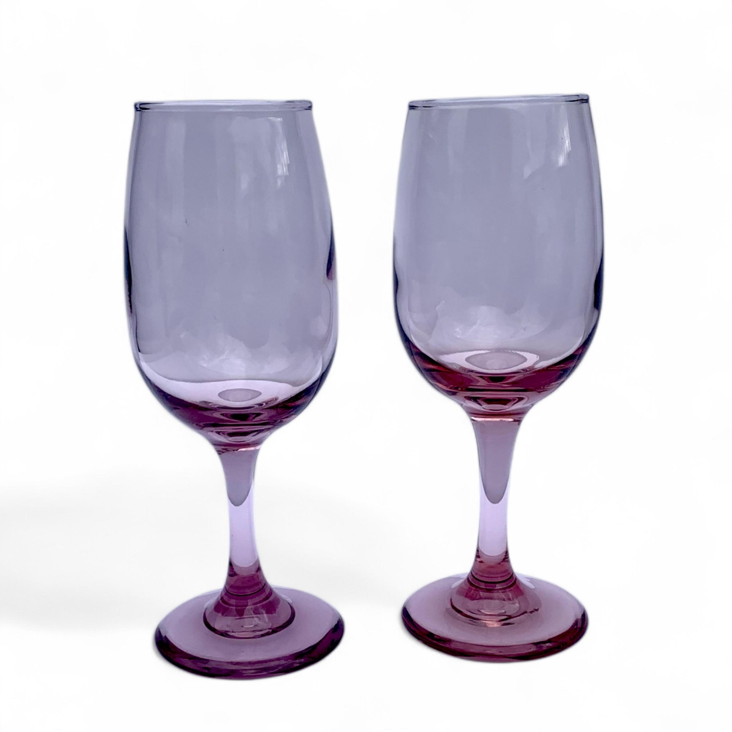 Vintage Libbey Premiere Pink Plum Teardrop Wine Glasses – Set of 2