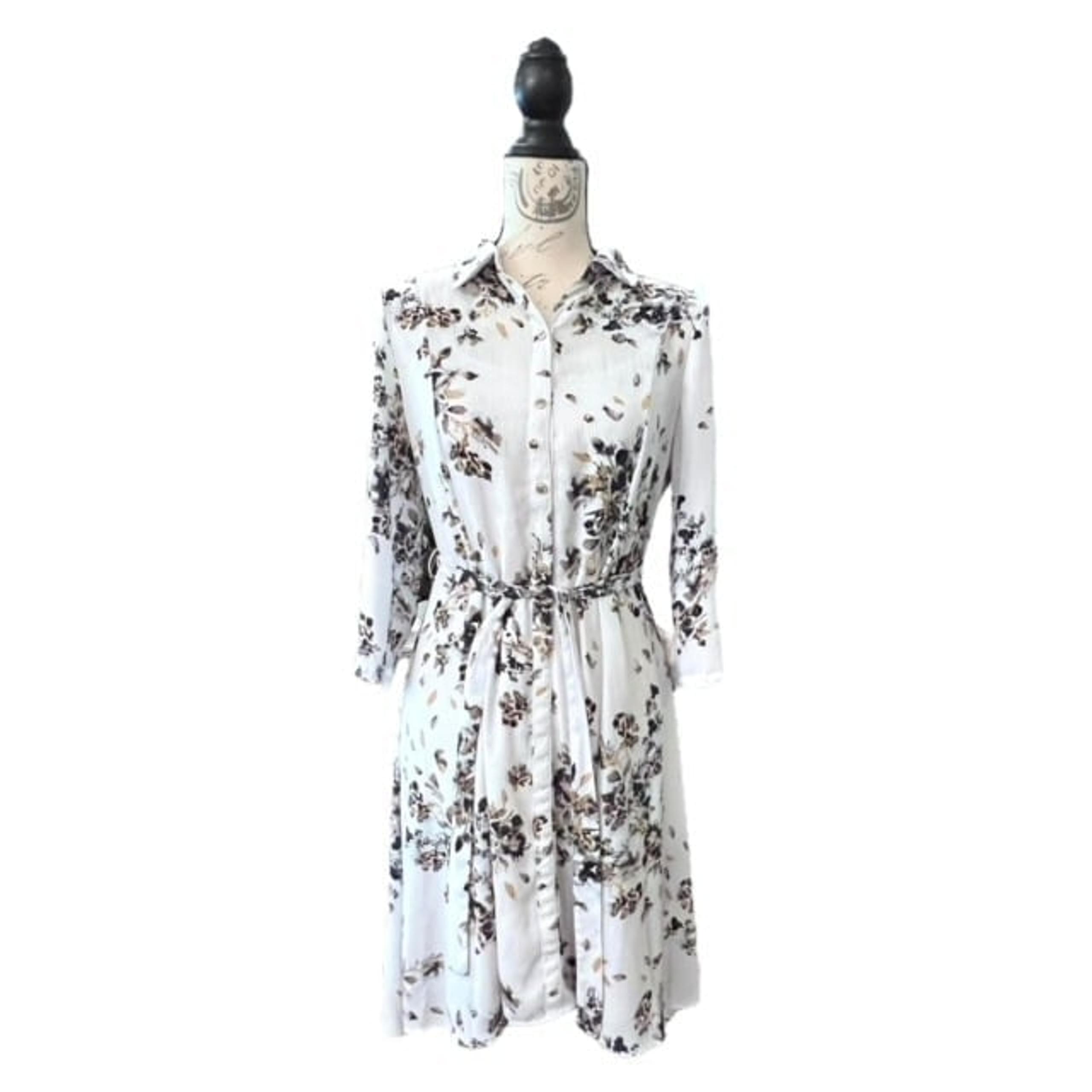 Womens The Limited Pinstripe Floral 3/4 Sleeve Dress Size 2 Preppy Cottage Lined