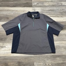FJ Footjoy DryJoys HydroLite Blue Gray Mens Medium Performance Golf Rain Shirt