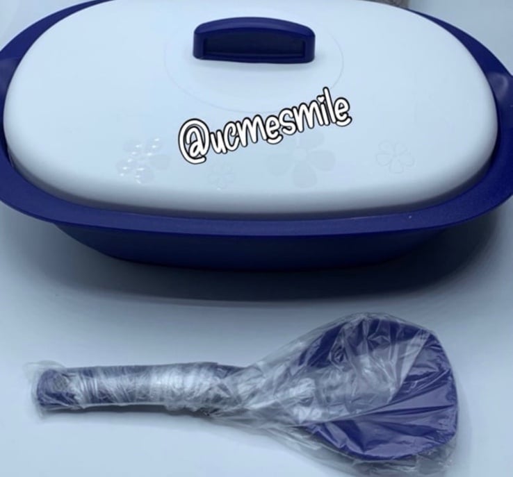 Tupperware Legacy Essentials Blue Oval Rice Server Bowl