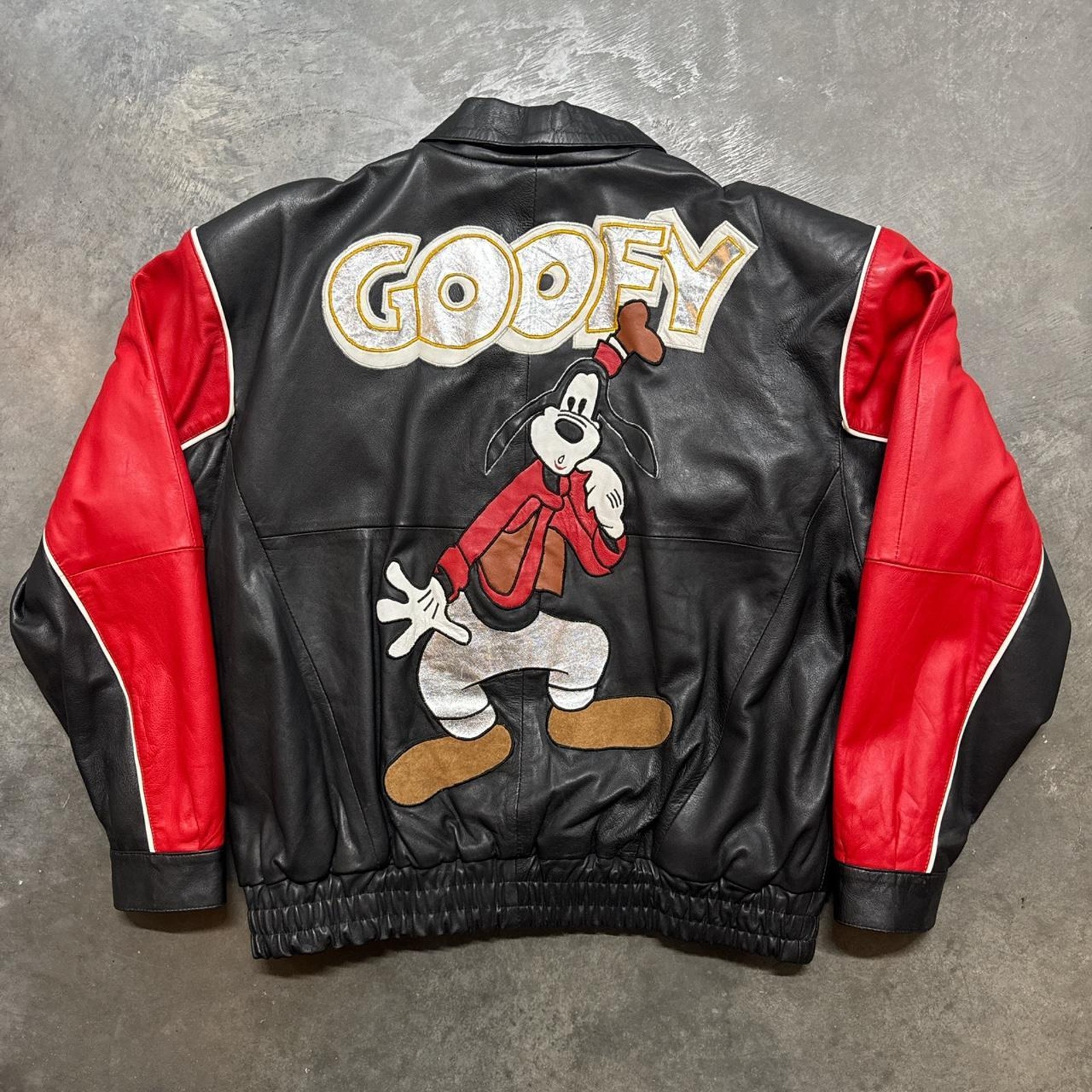 Vintage 90s Goofy Disney Lamb Leather Jacket