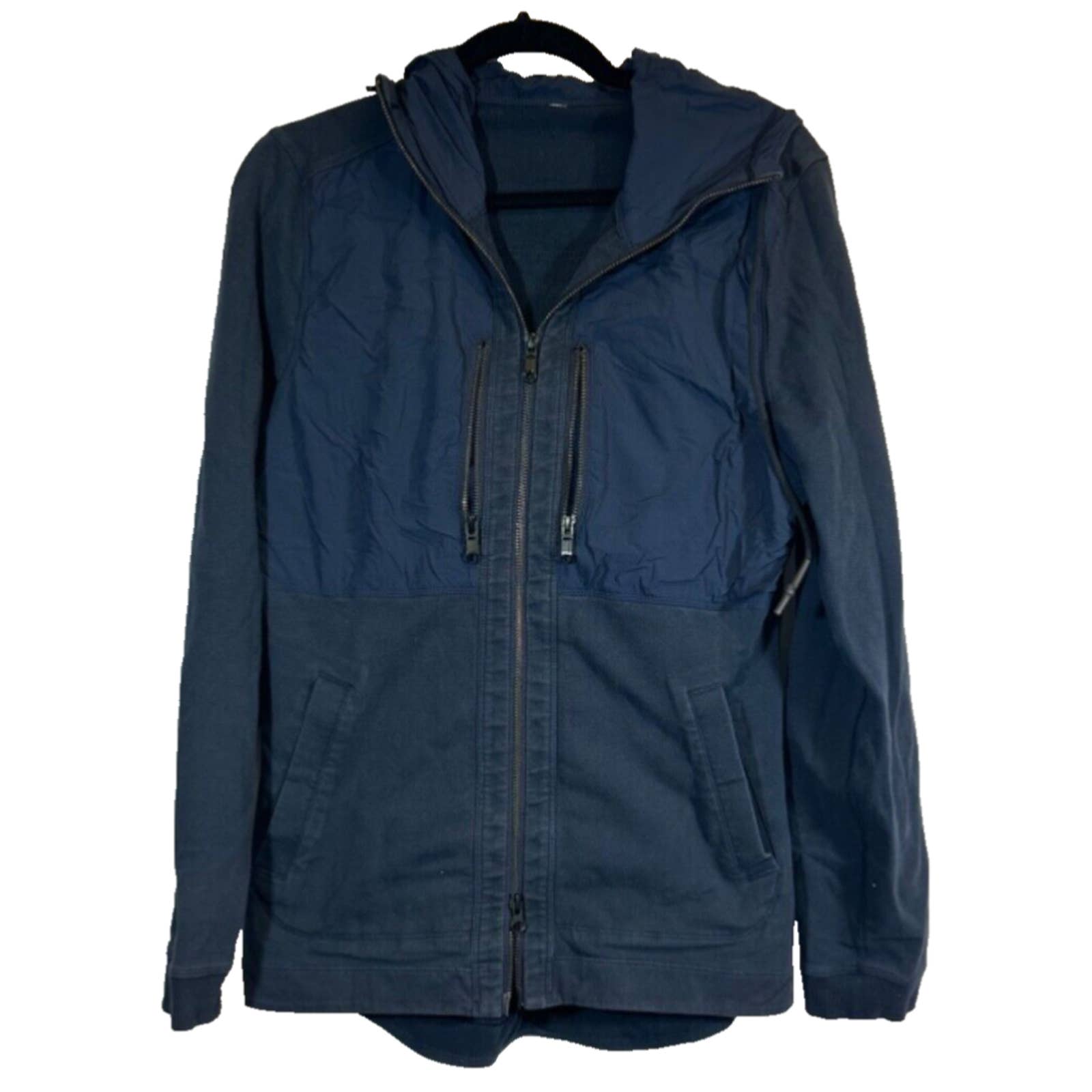 Lululemon Full Zip Hooded Sweatshirt Jacket Sz S Small Navy Pockets Athletic A41