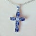 New Beautiful 925 Sterling Silver Sapphire Cross Necklace