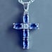 New Beautiful 925 Sterling Silver Sapphire Cross Necklace