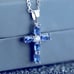 New Beautiful 925 Sterling Silver Sapphire Cross Necklace
