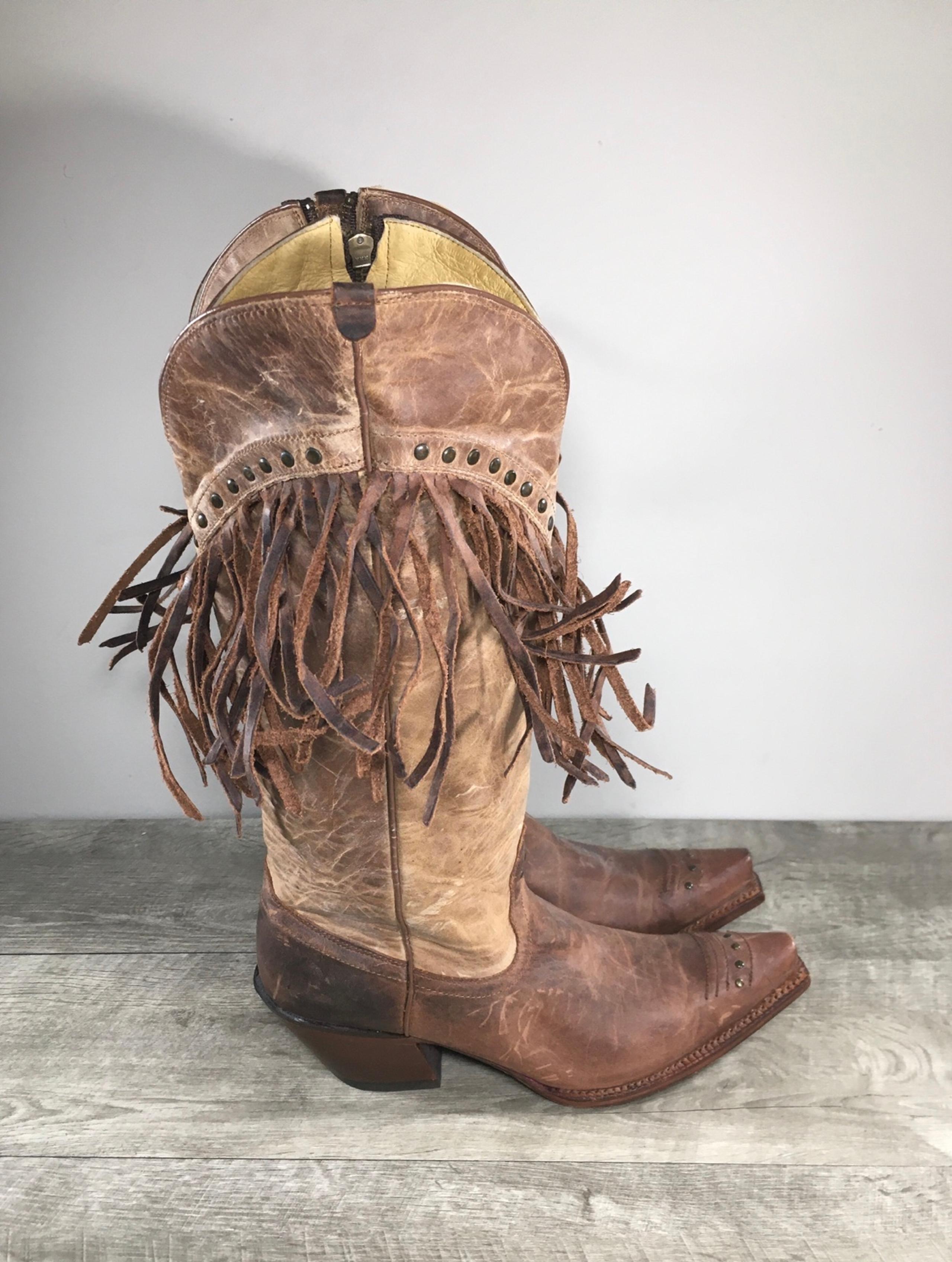 Womens Tony Lama VF3036 Mosto Tucson Snip Toe Leather Cowboy Western Boots 7.5