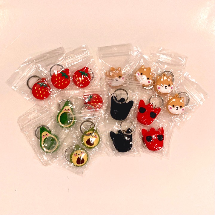 AirTag Keychain Characters Dog Cat Avocado Strawberry Wholesale 16 Qty.