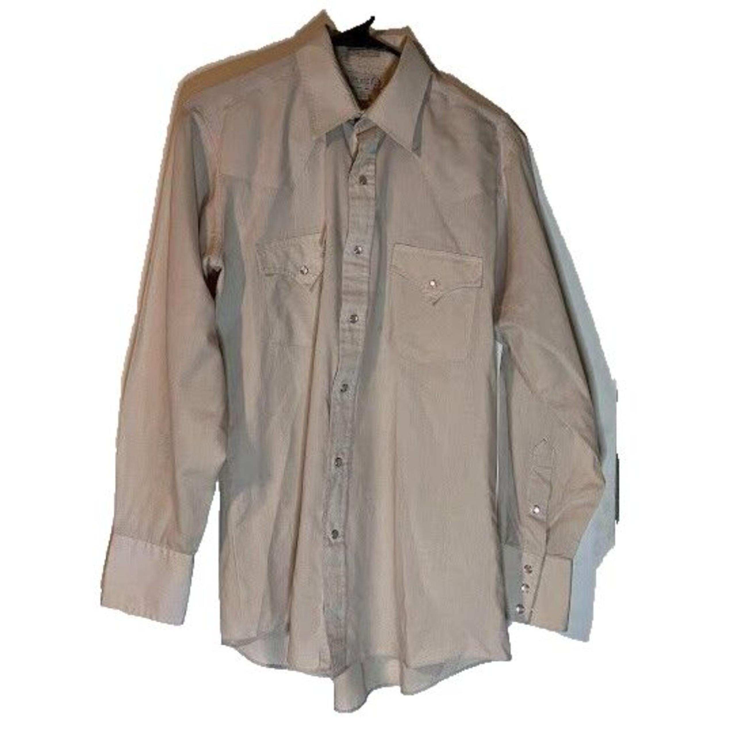 Vtg Sheplers Western Shirt 15-33 Cream Pearl Snap Rodeo Cowboy Country Mens