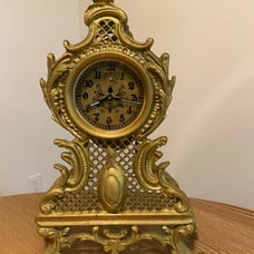 Antique Brass Gilded Mantel Clock Works 4.8lbs Very Nice Patina