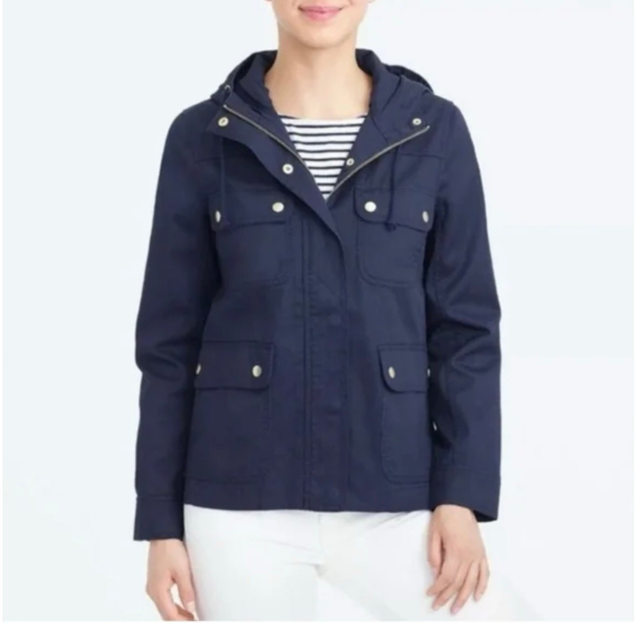J.Crew Women's Navy Waxed Canvas Downtown Field Coat