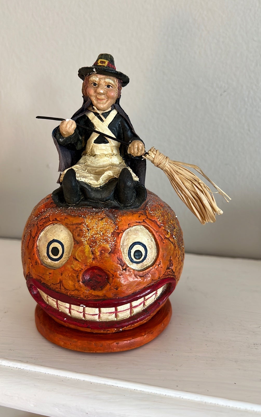 RARE Vintage 1990’s Poliwoggs Witch With Pumpkin Trinket box
