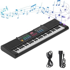 61 Keys Keyboard Piano, Electric Piano with Microphone Built-In Speaker 6 Demo S