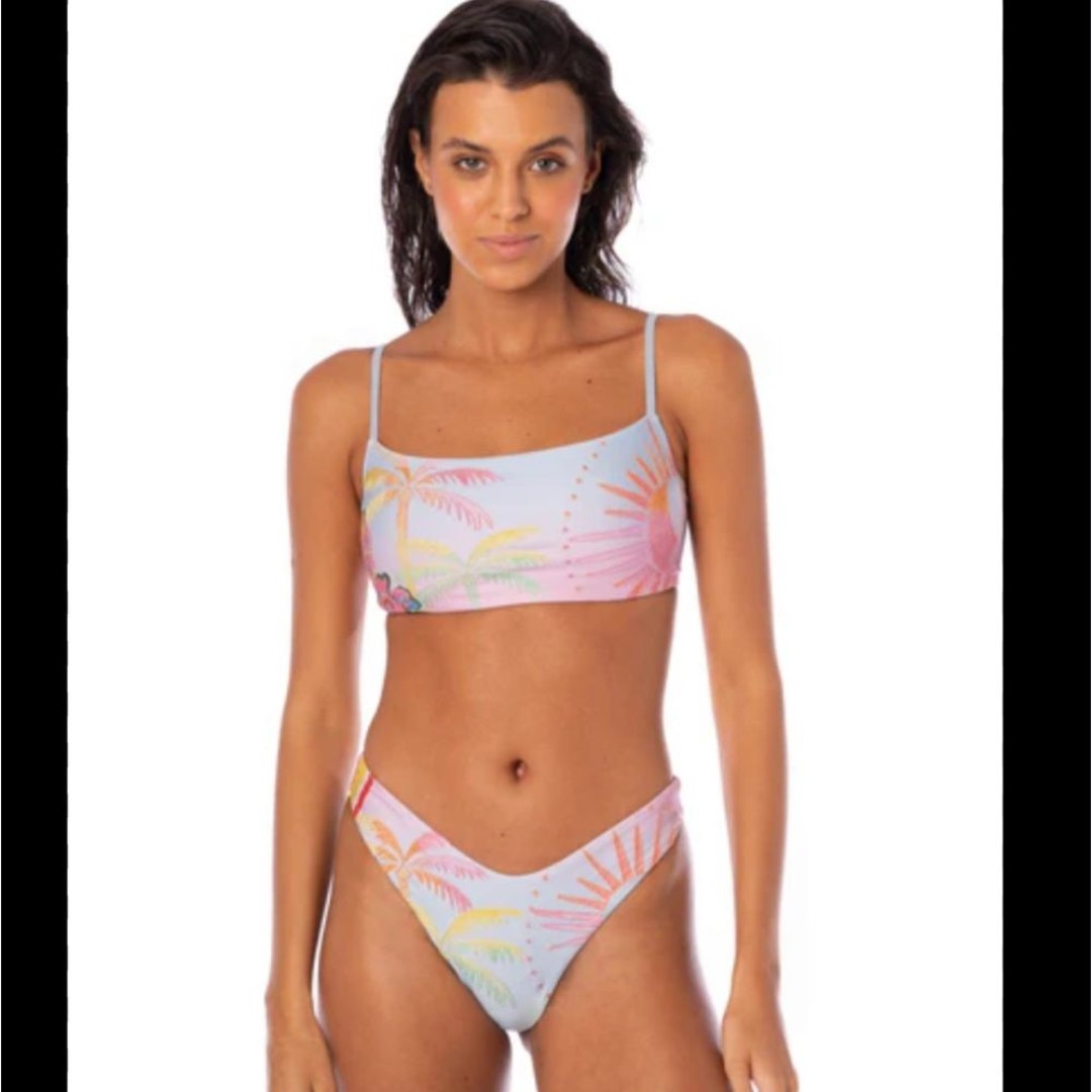 New Maaji Mint Sunset Scape Classic Bralette & Splendour Bikini Swim Bottoms