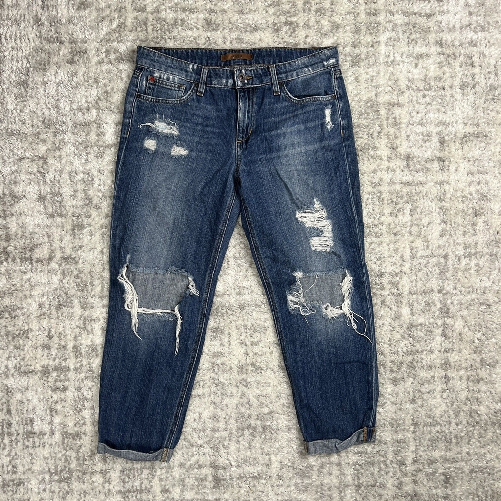 Joe's Jeans 29 Billie Crop Boyfriend Slim Crop Distressed Cuffed Japanese Denim