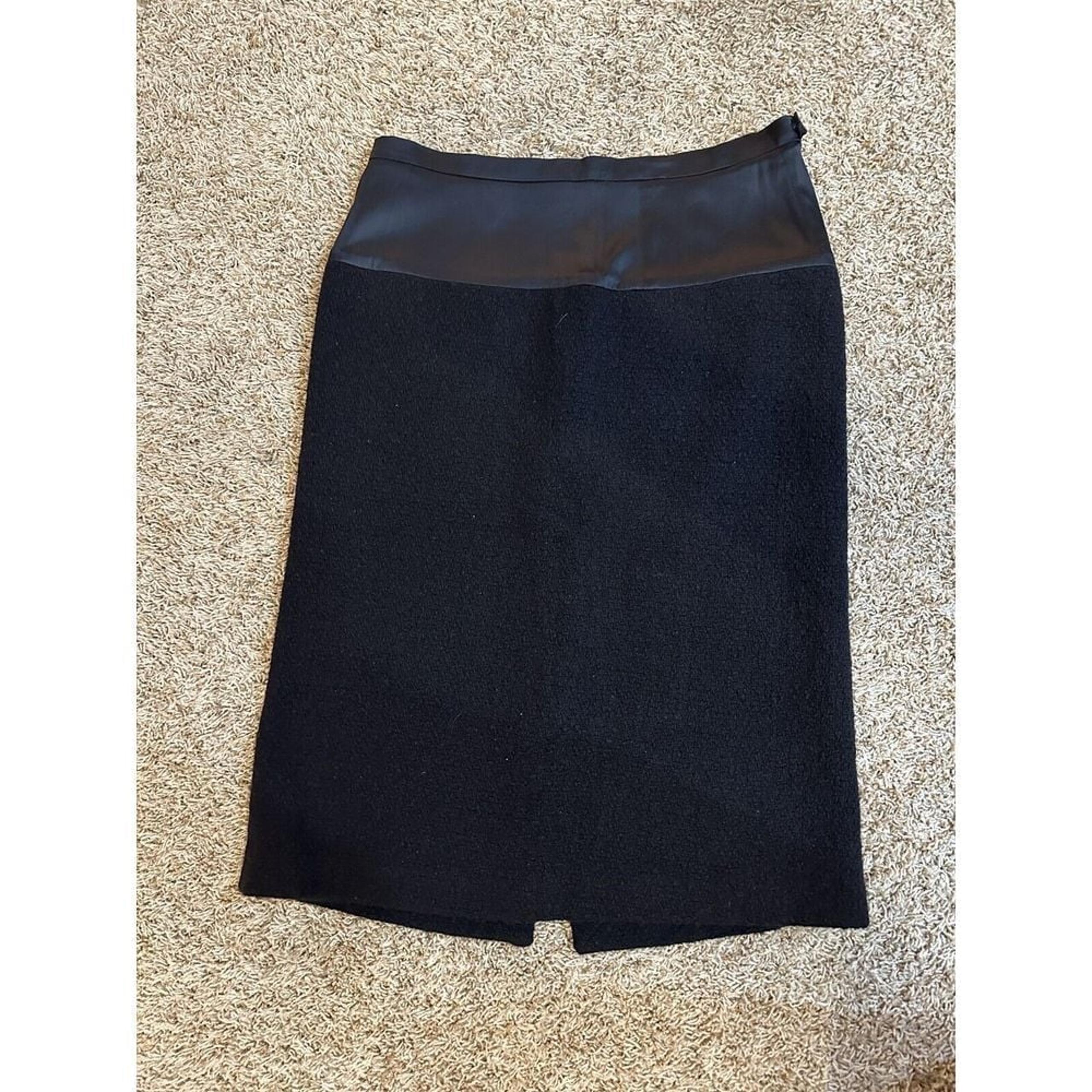 Narciso Rodriguez Wool Cashmere Silk Unlined Midi Skirt Black Size US 10