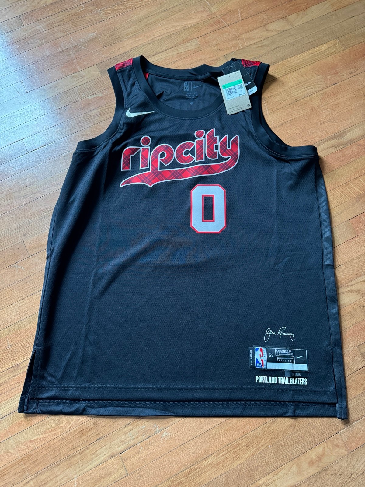 Nike Portland Trailblazers Damian Lillard City Edition Jersey Sz 52 DX8517-010