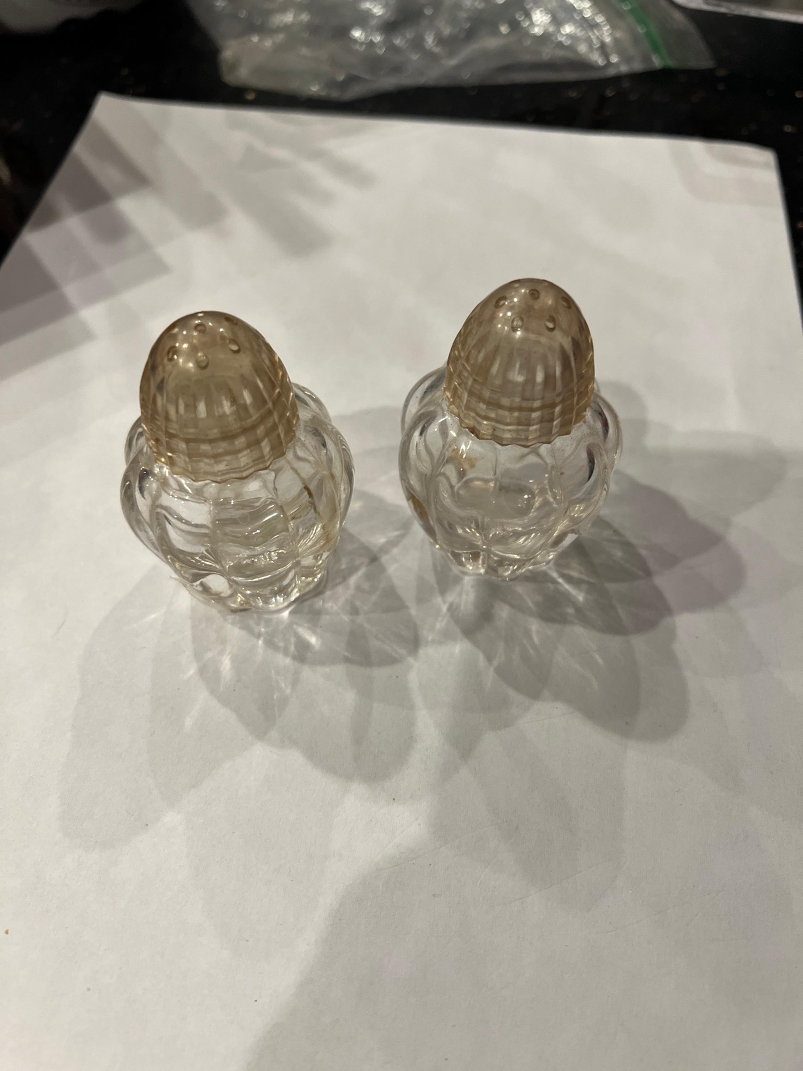 VINTAGE GLASS SALT & PEPPER SHAKERS