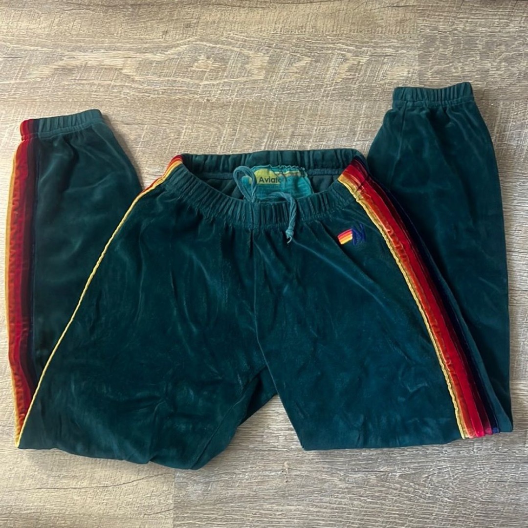 Aviator Nation Green Velour Sweatpants Size XS