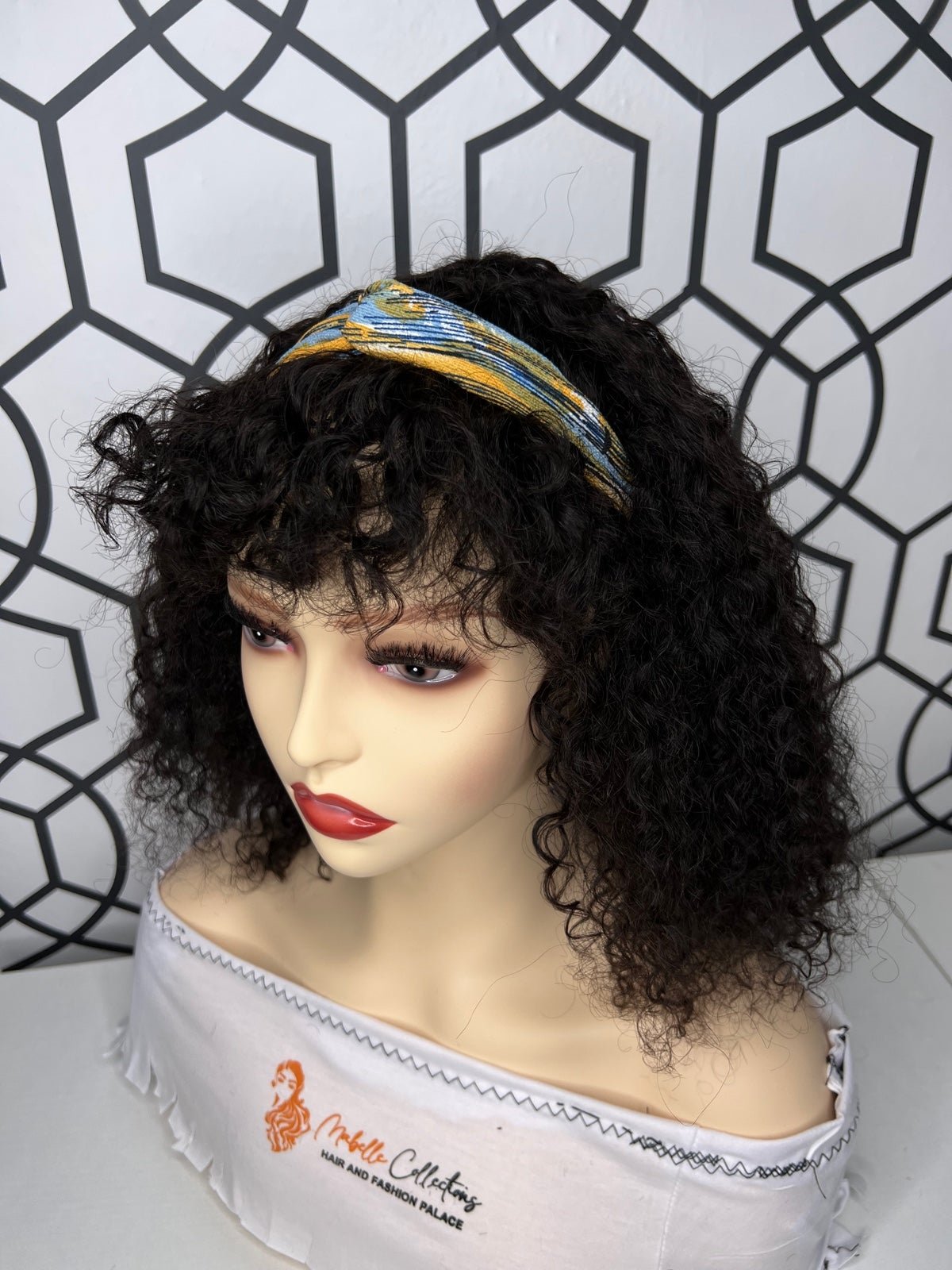 Curly human hair with bang