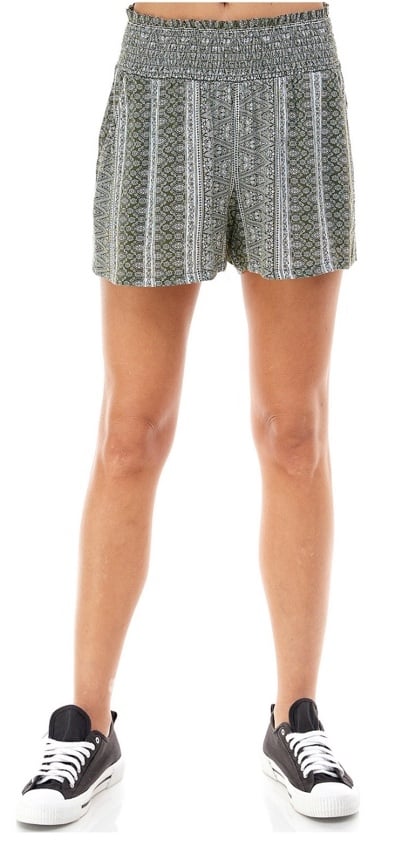 Juniors' Printed Smocked Shorts