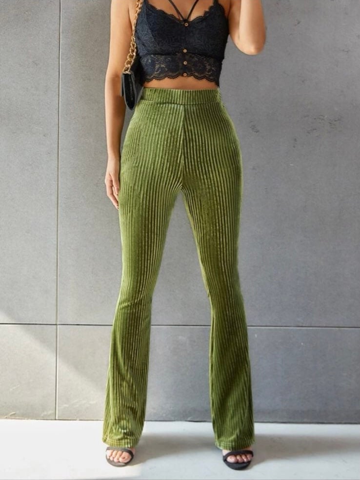 Solid Flair Leg Velvet Pants