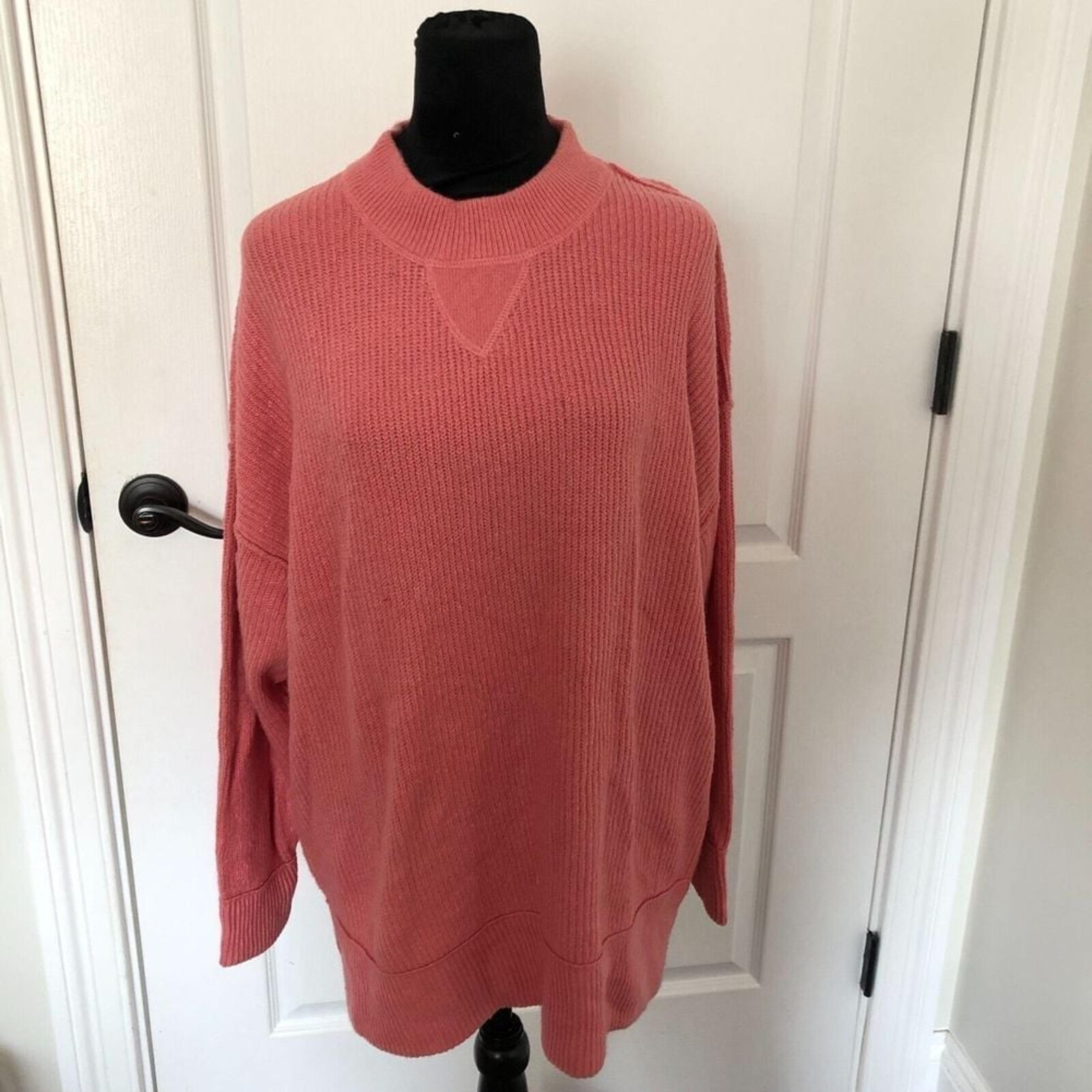 Aerie Womens Sweater S Pink Tunic Mock Neck Dolman Long Sleeve Pullover NWT
