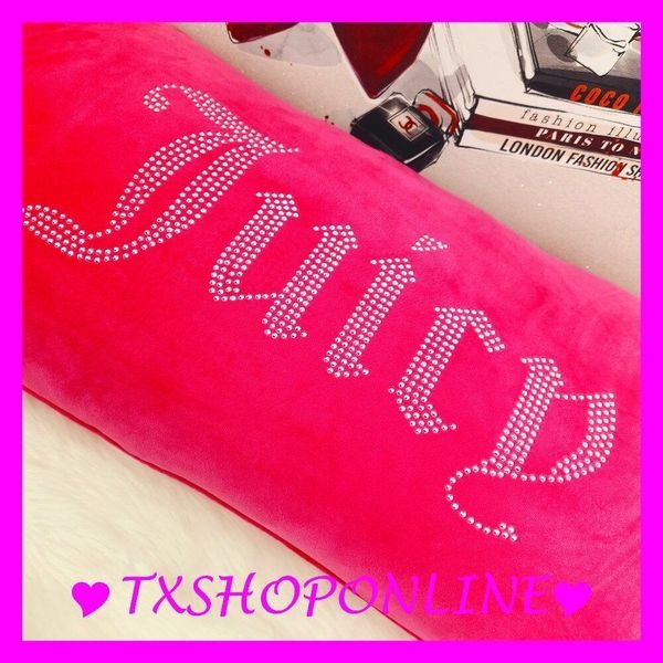 {Juicy Couture} Silver Rhinestone Pillow 16 x 36 Pink