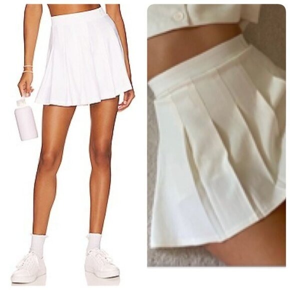 WeWoreWhat Revolve Athletic Tennis Skort Pleated LARGE Solid Optic White