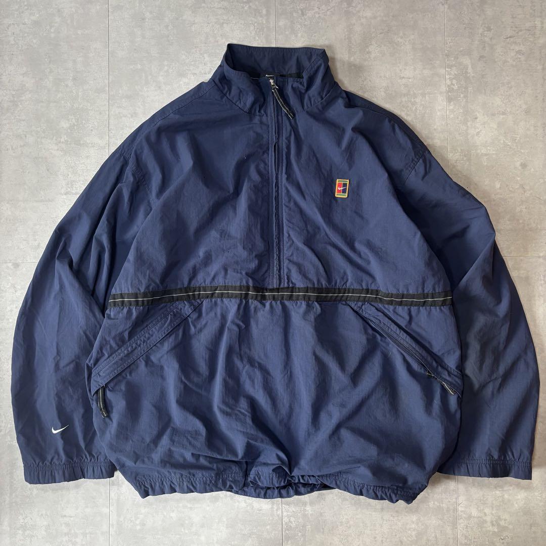 【Rare】NIKE Tennis Logo Nylon Jacket Half Zip Anorak L