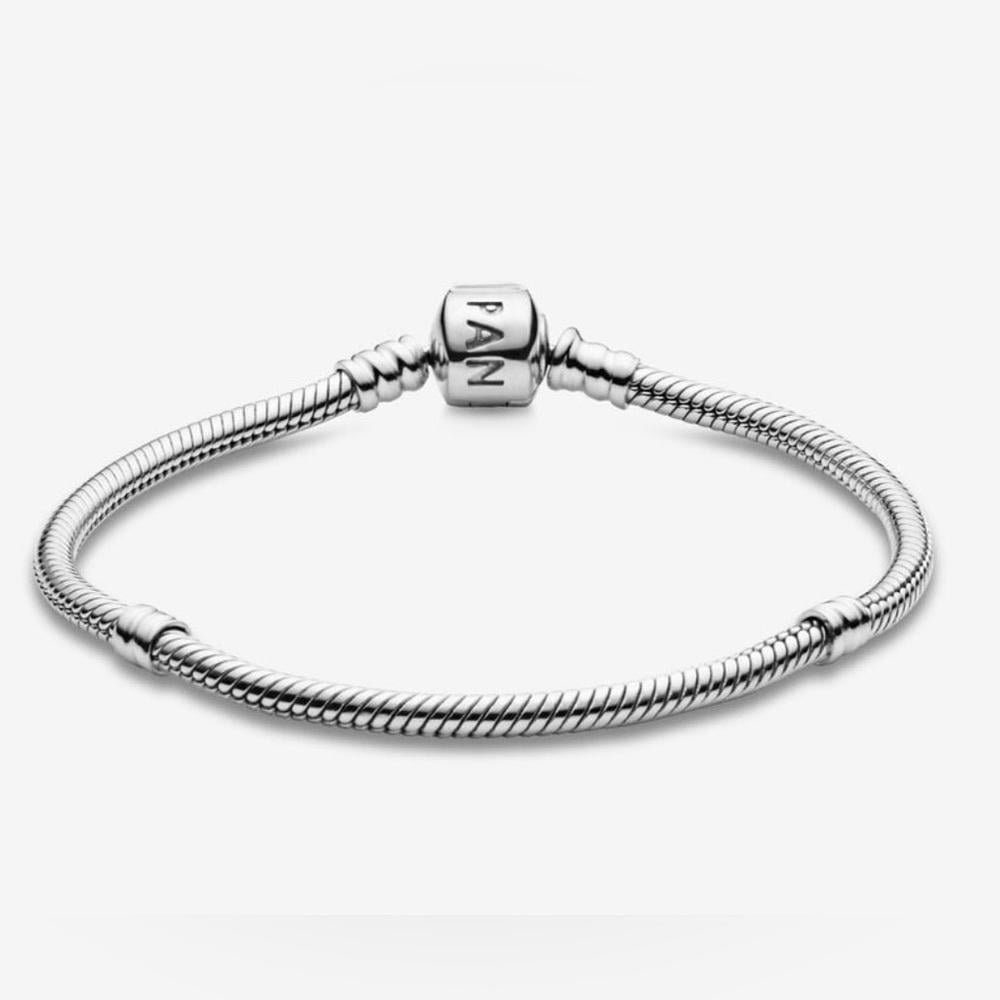 Pandora Moments Sterling Silver Snake Chain Charm Bracelet 7.5 inches