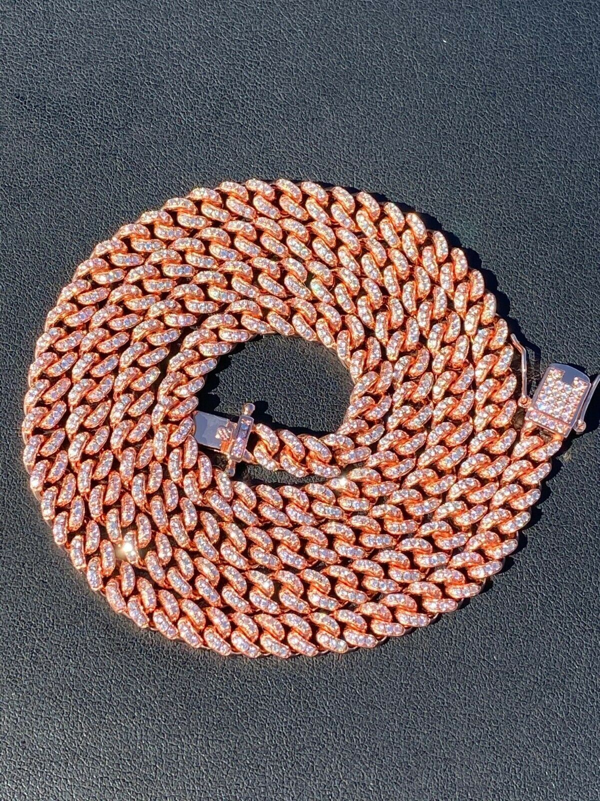 6MM ROSE GOLD^925 SILVER ICED 20" CUBAN