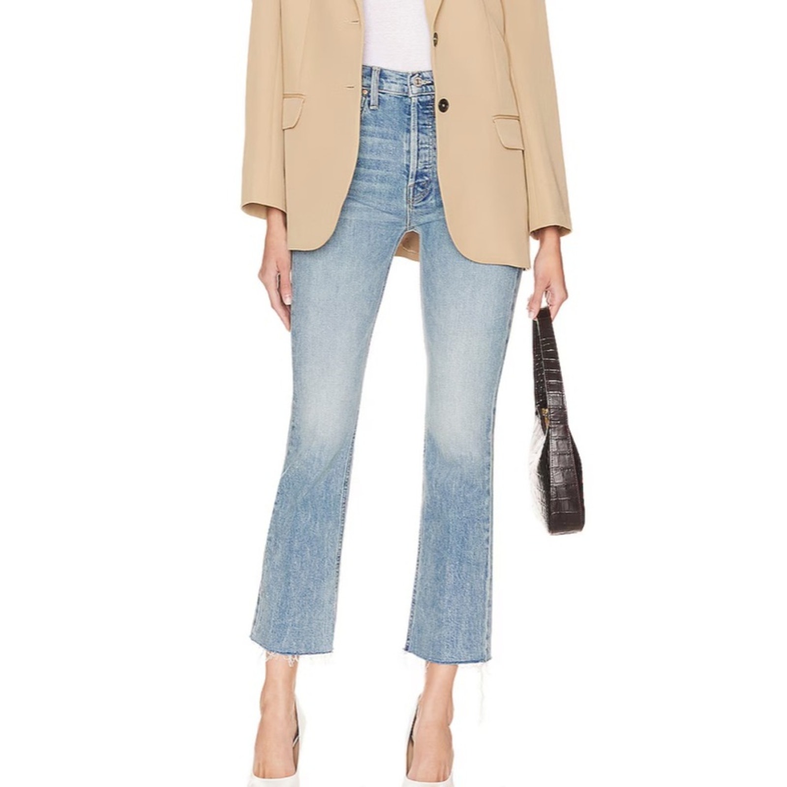 NEW Mother The Tripper Flood Fray jeans in Left In The Dust