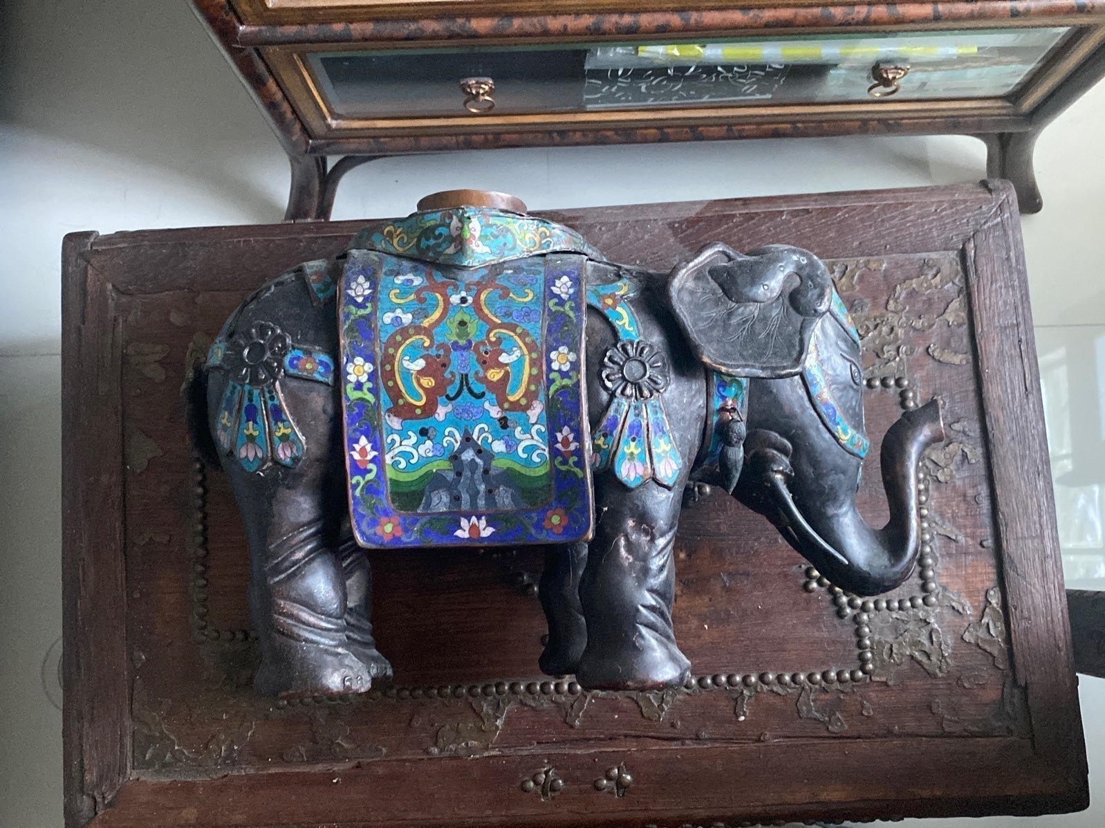Extraordinary antique cloisonné elephant