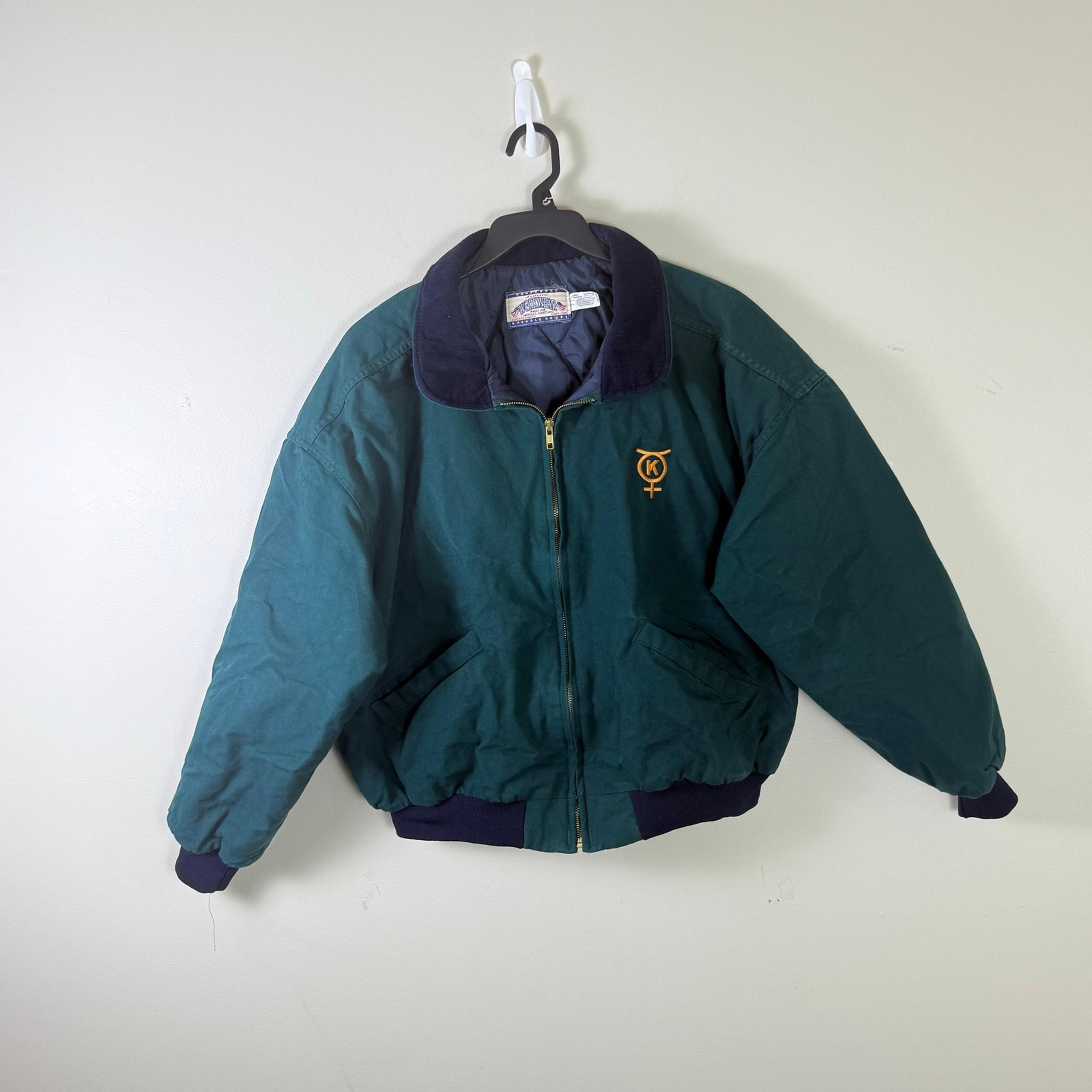 Vintage Dunbrooke Jacket Mens Large Green Golden Harvest Bomber