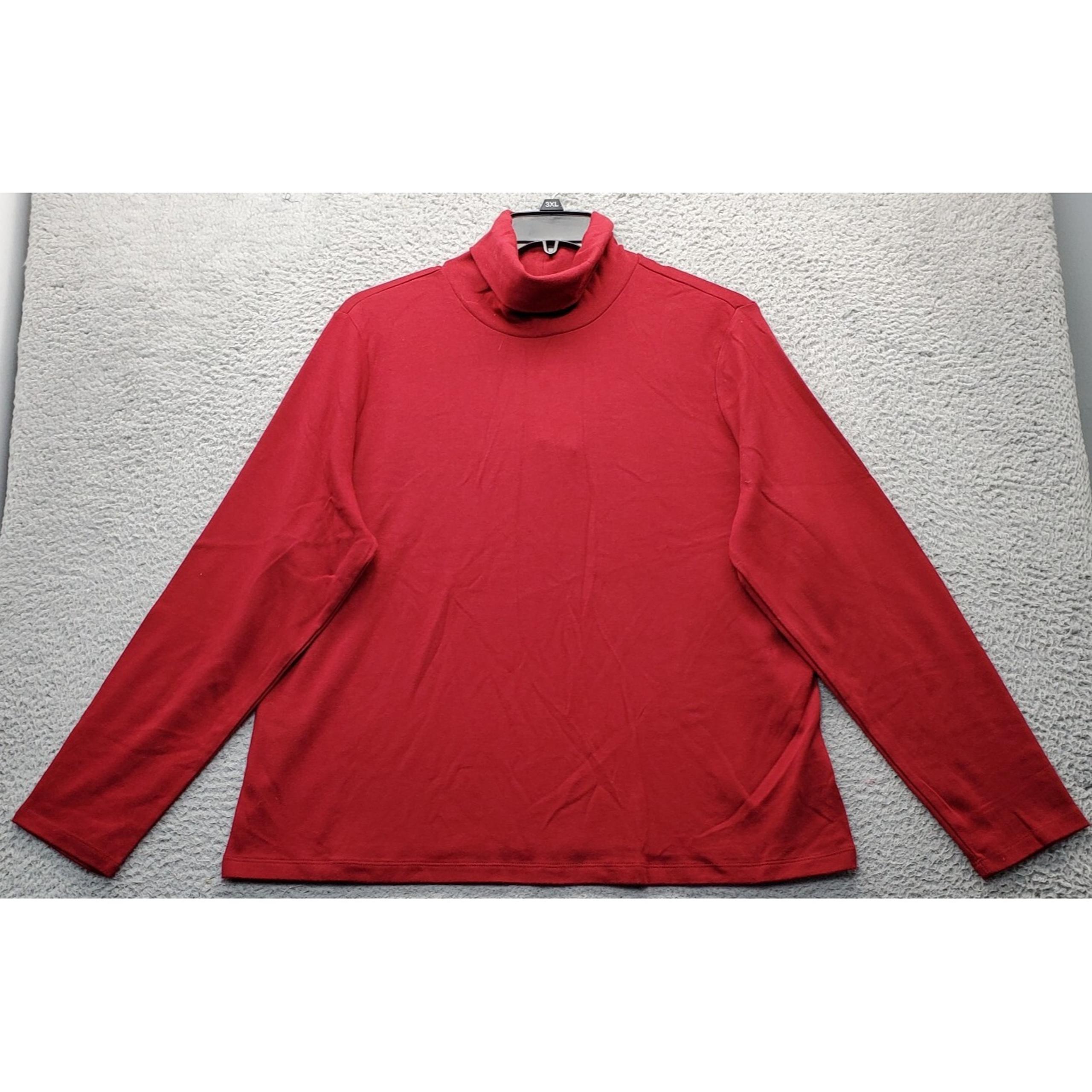 Lauren Ralph Lauren Shirt Top Womens 2X Red Knit Long Sleeve Turtleneck Pullover