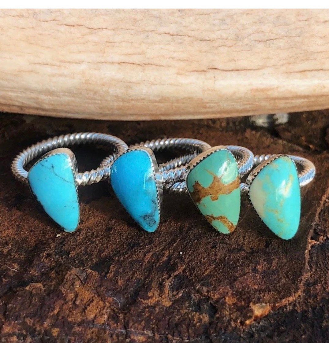Blue turquoise rope ring