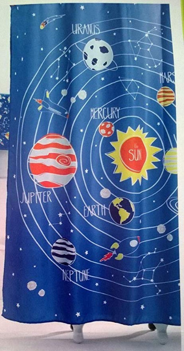 Shower Curtain Space & Planets Kids Bath