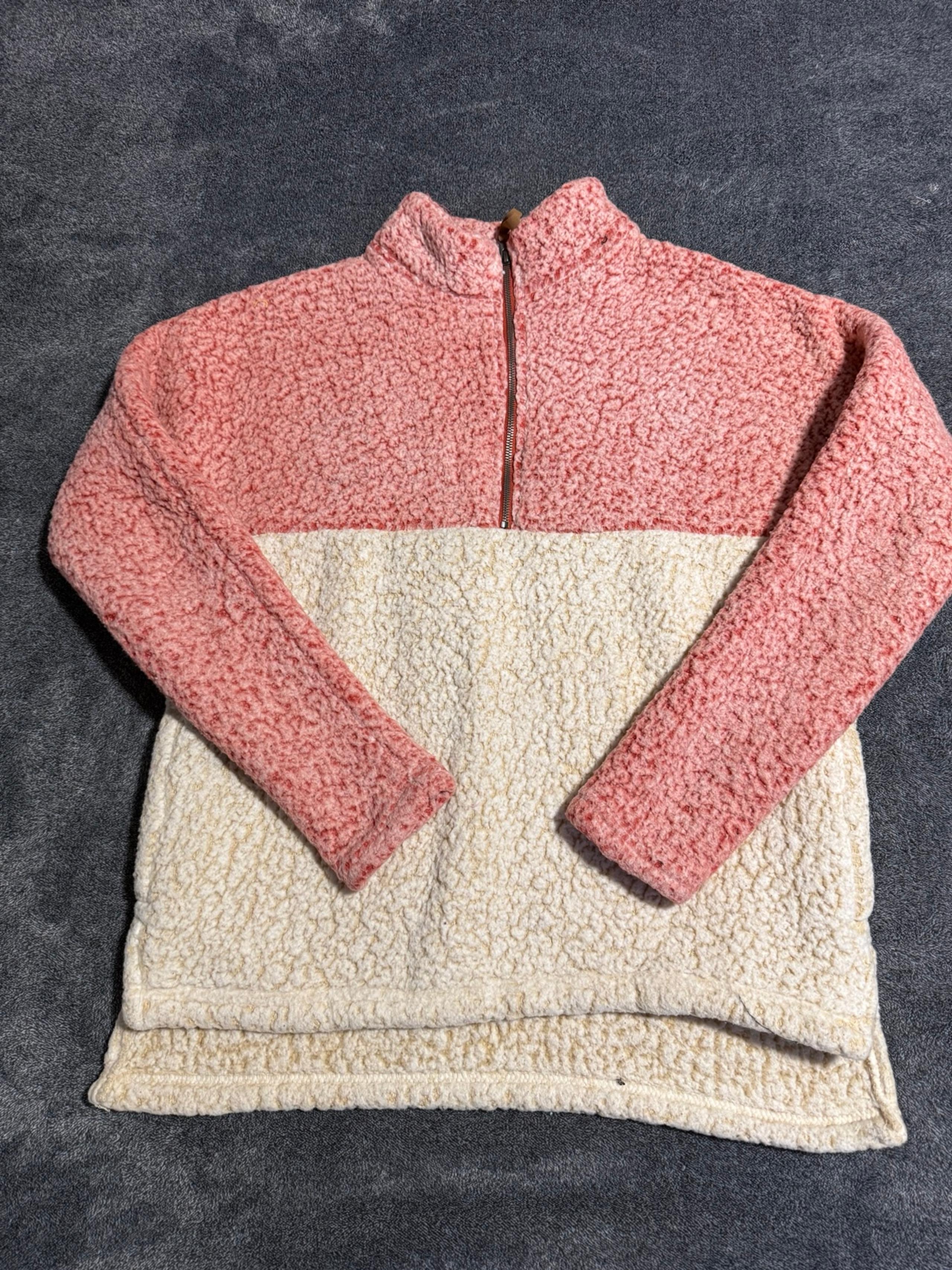 Sherpa pink and white half zip