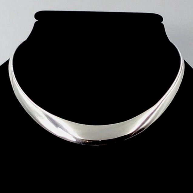 Sterling Silver Torque Collar Necklace 41 Grams 4-12mm 15.5”