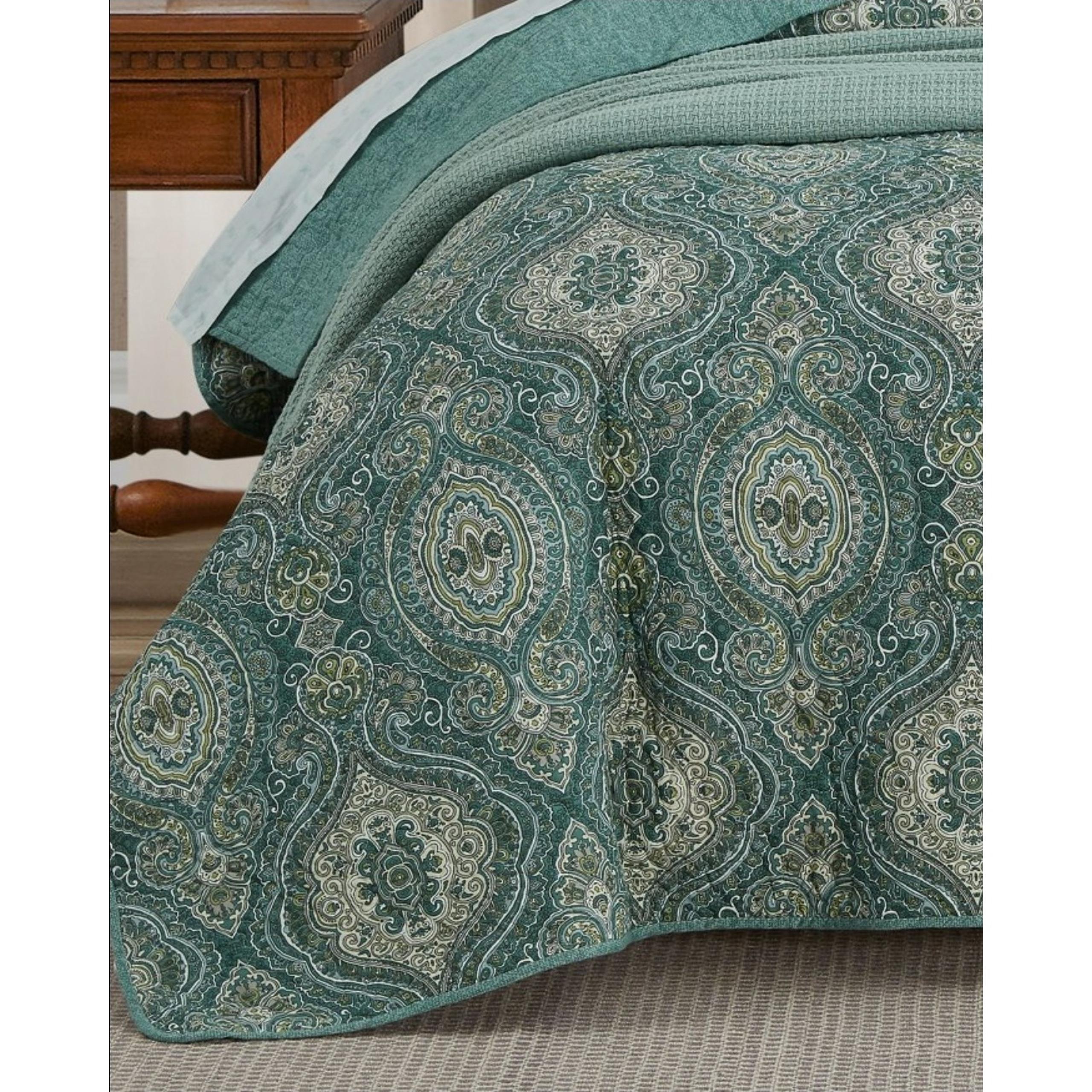 Tommy Bahama Turtle Cove Quilt blue gray, oversized queen