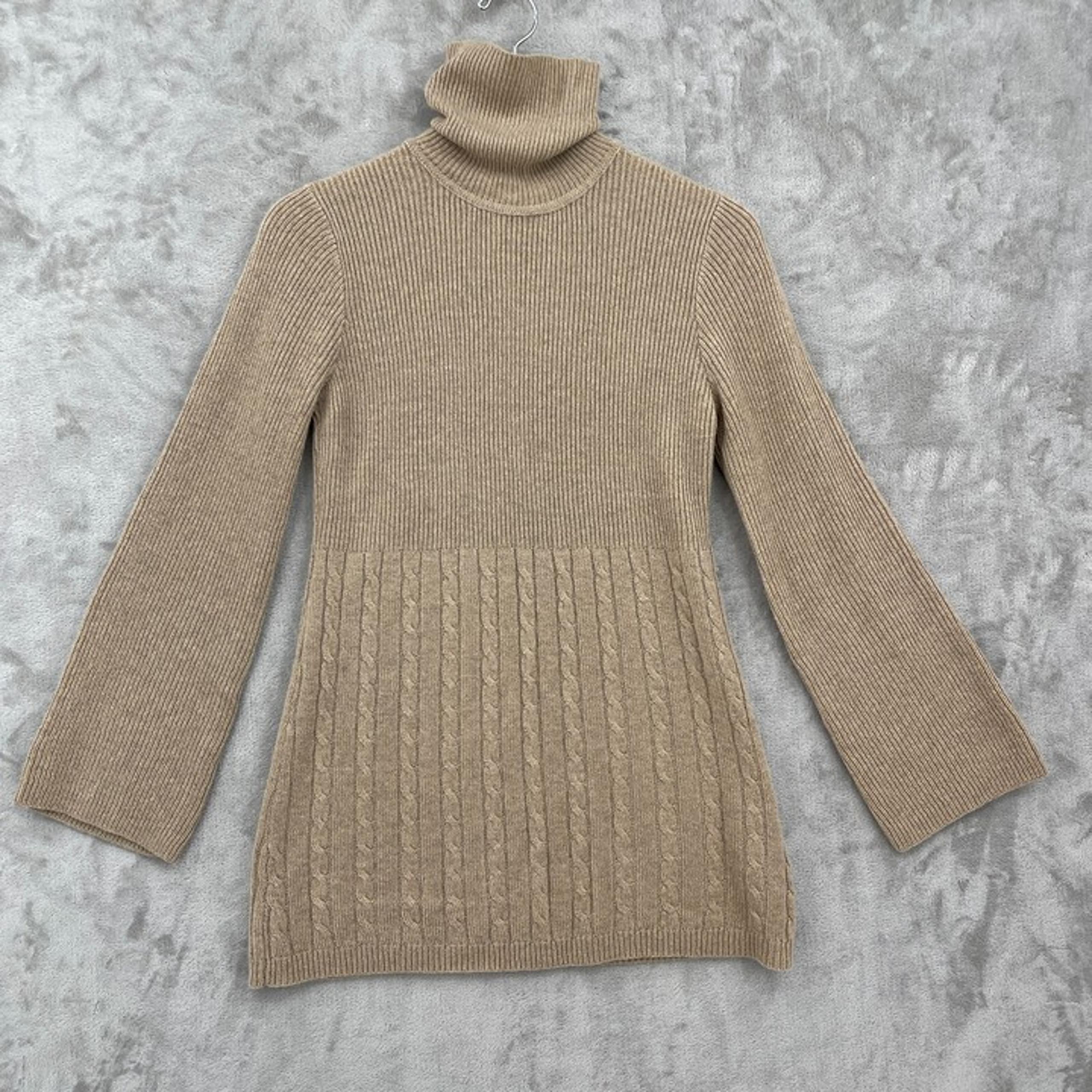 Soft Surroundings Turtleneck Bell Sleeve Wool Blend Tunic Sweater