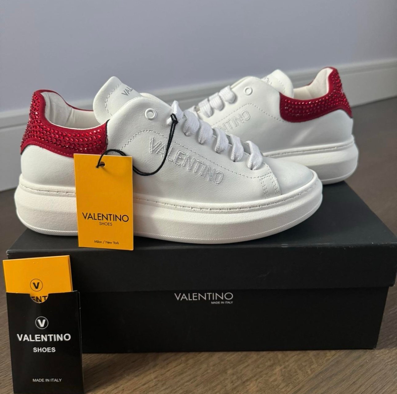 White and Red Valentino Sneakers
