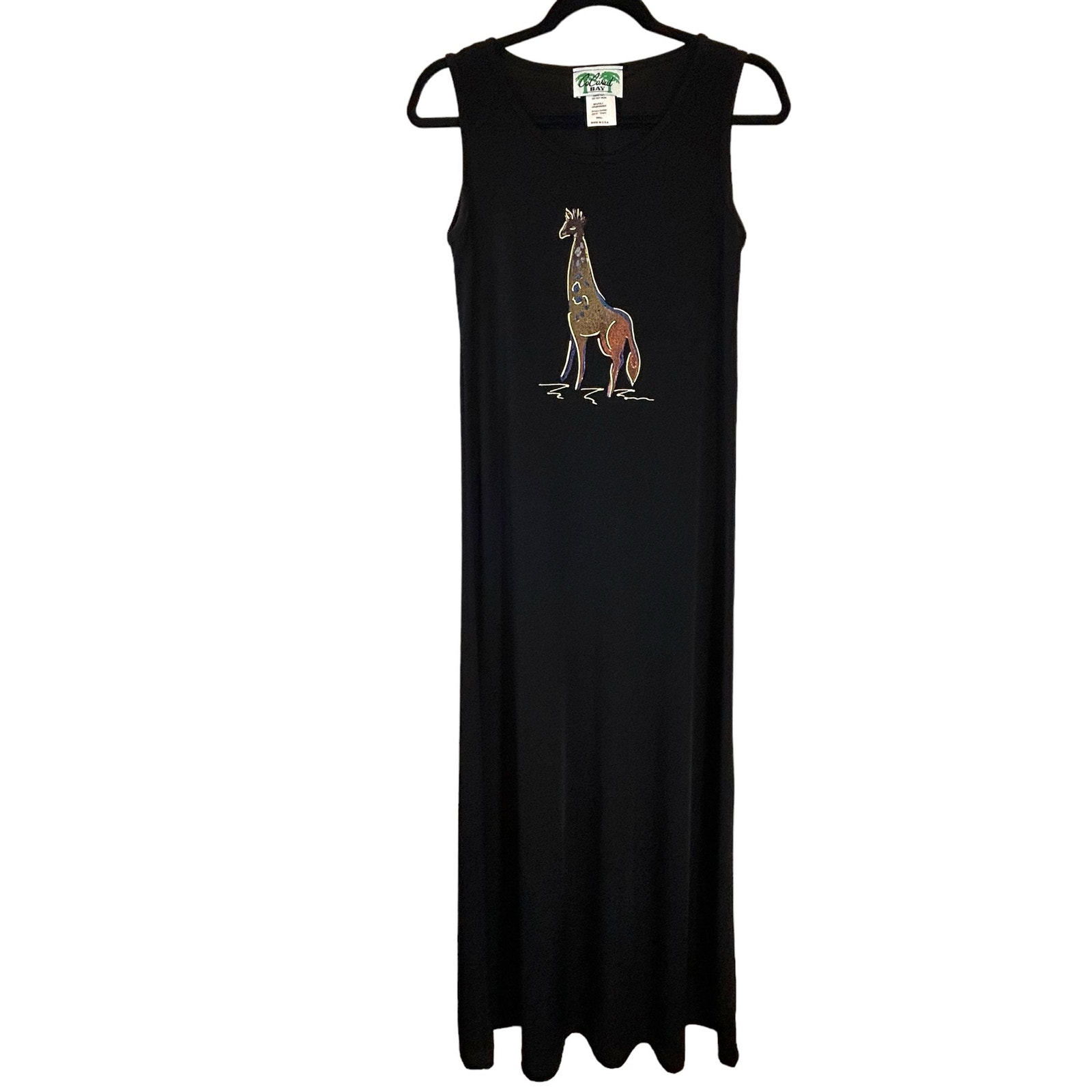 Vintage Black CoConut Bay Giraffe Maxi Dress - Size Smail