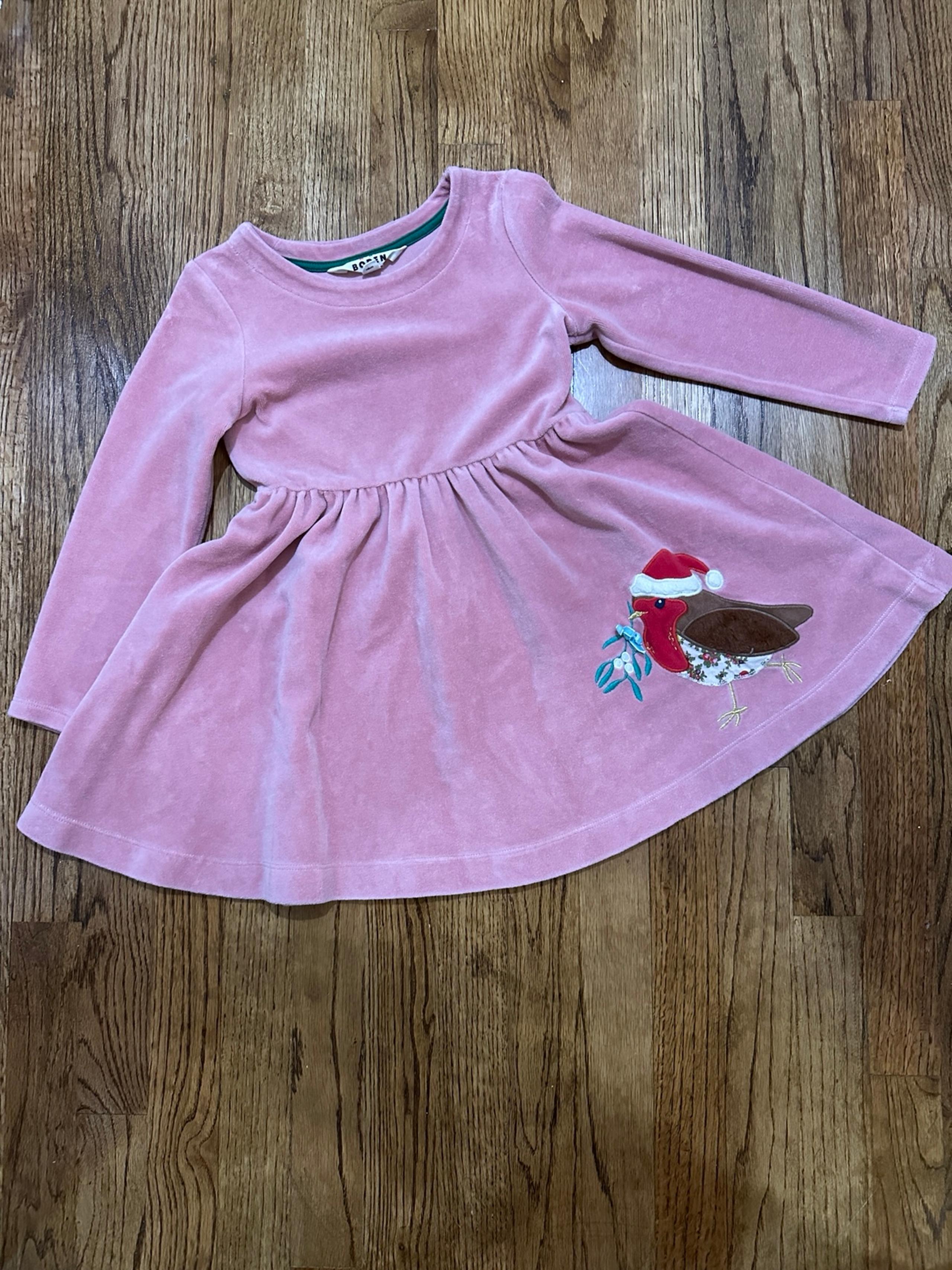 Mini Boden Twirly Velour Appliqué Dress size 5-6Y, 116cm