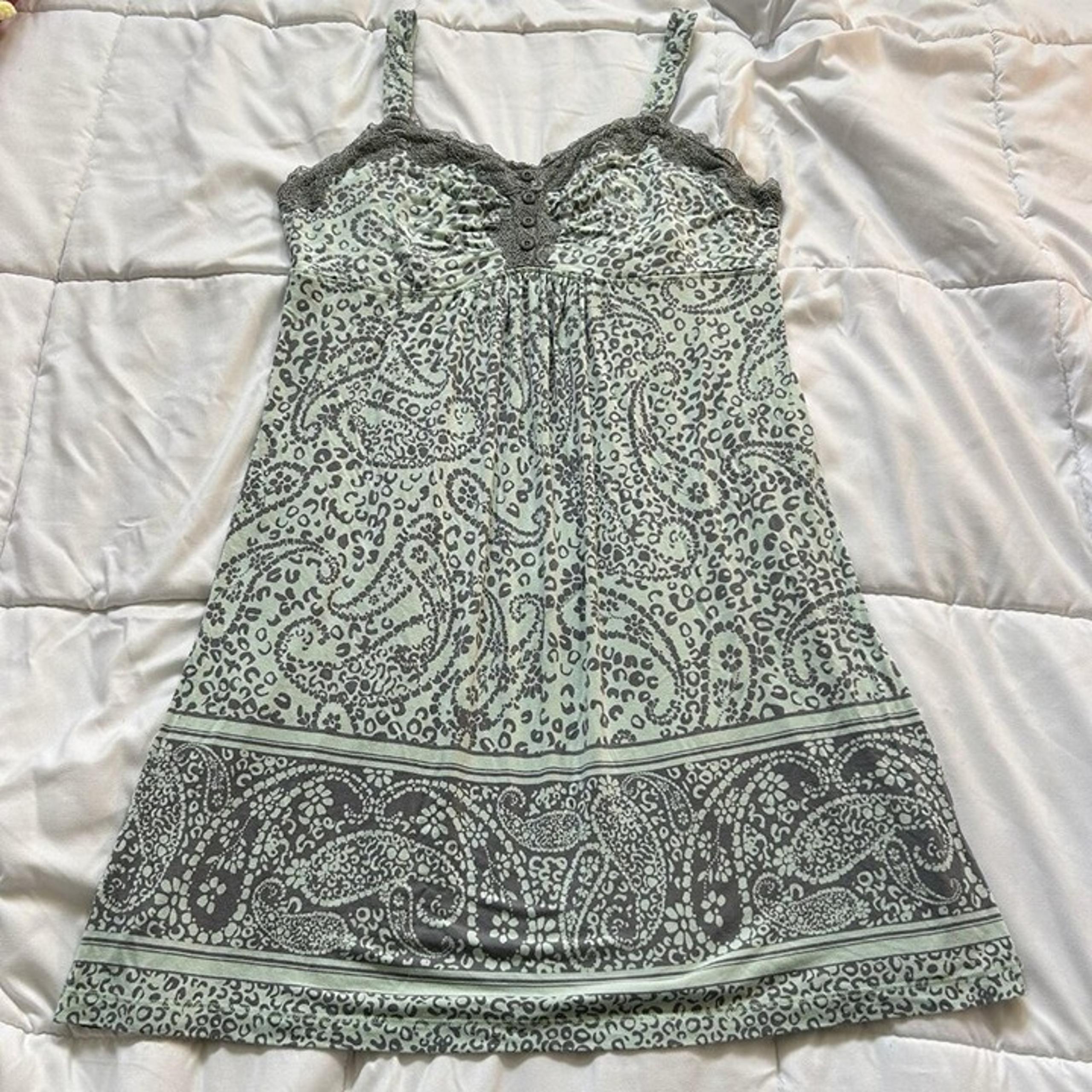 Soma Intimates Sleep Dress Chemise Womens XL Paisley Nightgown V Neck Stretch