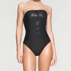 Skims Rubbersized Scuba Swim Strapless Onepiece in Onyx, Size XXS